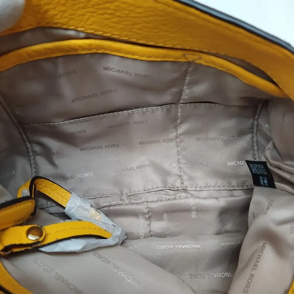 Michael Kors Evie Sunflower Yellow Leather Flap Closure Crossbody Shoulder Bag